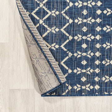 Ourika Moroccan Geometric Textured Weave Indoor/outdoor Square Rug